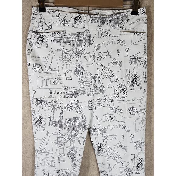 CHICO'S White Black "Summer Vacation" Loose Black Tassels Capris SZ 1P (US 8P) - Picture 5 of 10